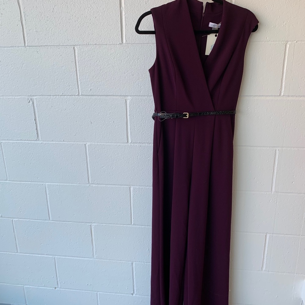 Calvin Klein size 4 belted sleeveless jumpsuit